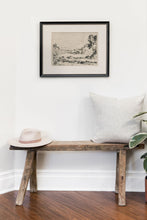 Load image into Gallery viewer, Vintage inspired art, vintage valley, vintage landscape, vintage landscape art, Wendover Art, Elsie Home, custom framed art, vintage home, vintage style home, skinny bench, reclaimed wood bench, throw pillow, accent pillow, decorative pillow