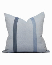 Load image into Gallery viewer, Blue linen pillow. Blue throw pillow. Coastal home. Coastal style pillow. Vintage home. Vintage pillow.